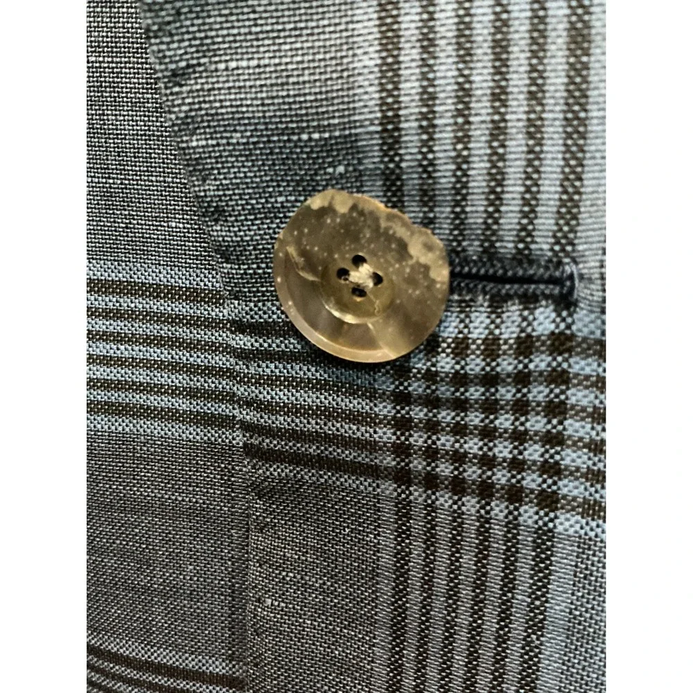 RARE Nikky Verbier Capri Blue Glen Plaid Sport Coat Blazer‎ Mens 44R Tailored
